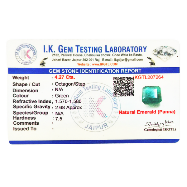 Natural Green Emerald Octagon Step-Cut Loose Gemstone