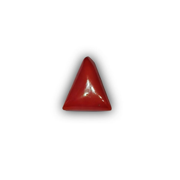 Natural Red Coral (Moonga) Triangular-Cut Loose Gemstone