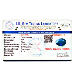 Natural Blue Sapphire (Neelam) Oval-Cut Loose Gemstone