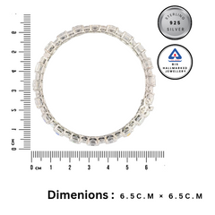 Luxury Square Crystal Stone 925 Silver Kada Bangle for Women