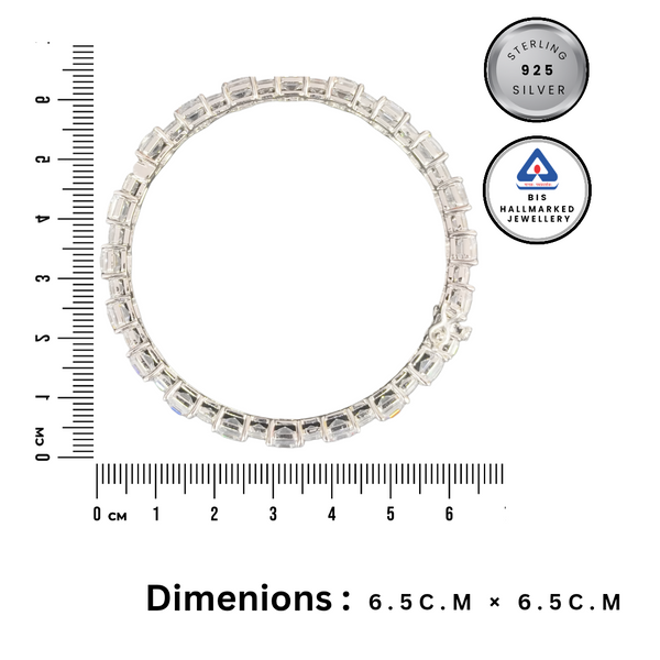 Luxury Square Crystal Stone 925 Silver Kada Bangle for Women