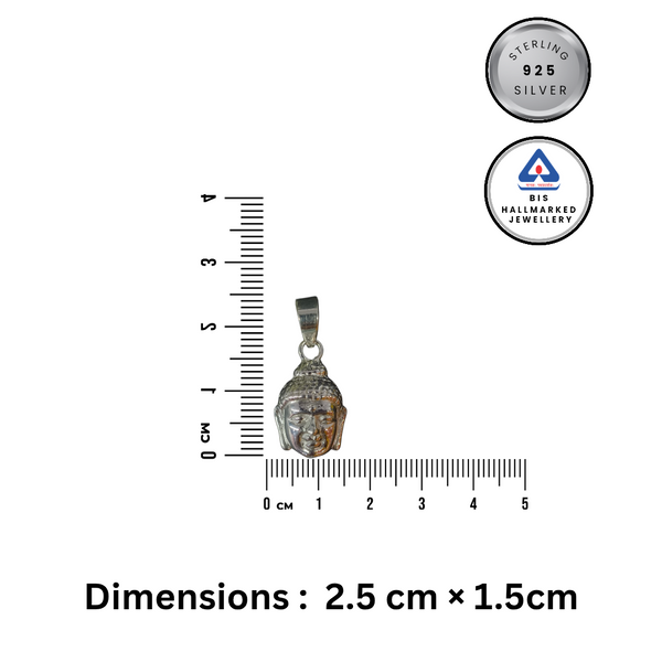 92.5 Sterling Silver Enlightened Gautam Buddha Face Pendant