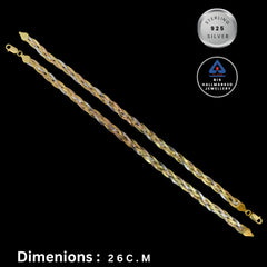 92.5 Sterling Silver Tri-Color Twisted Anklet
