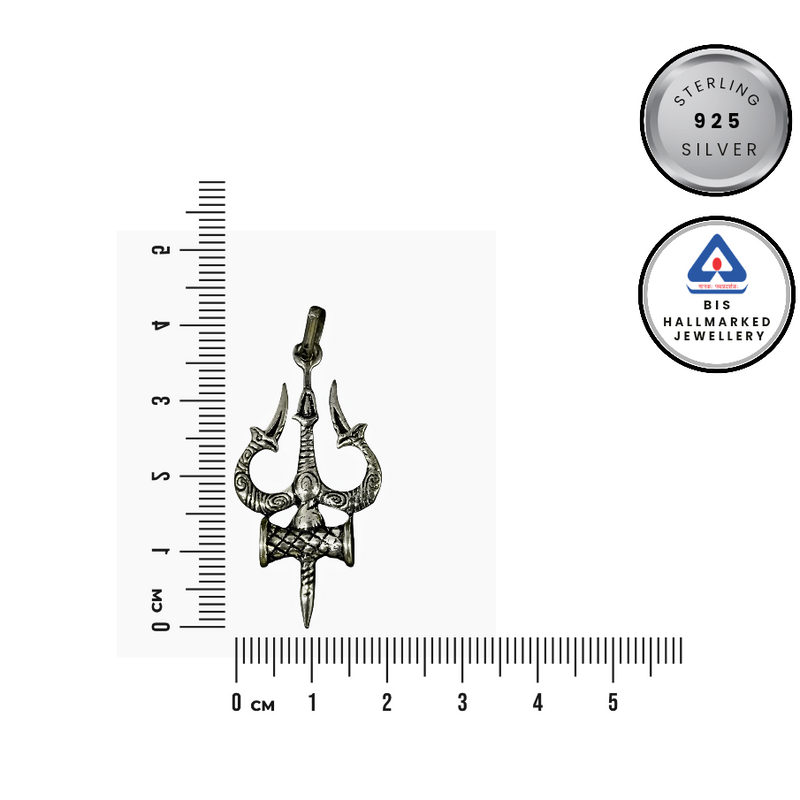 92.5 Trishul Pendant – Silver Tone Lord Shiva Trident