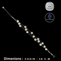 92.5 Sterling Silver Triple Line Pearl Bracele
