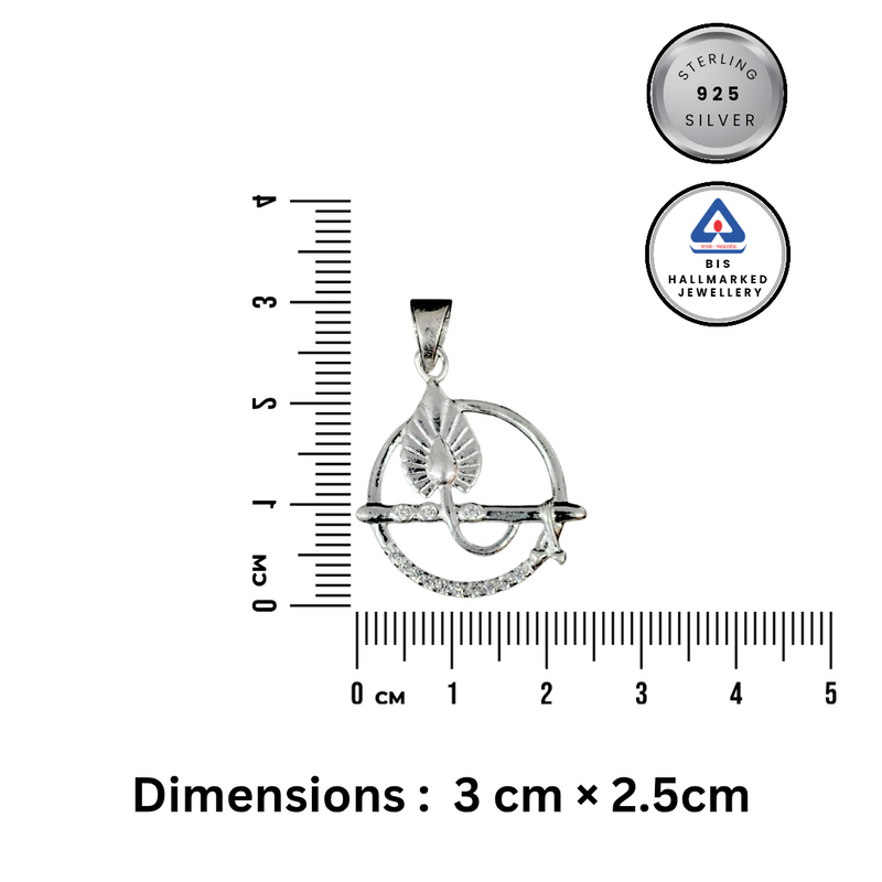 92.5 Sterling Silver Lord Krishna Flute & Peacock Feather Pendant