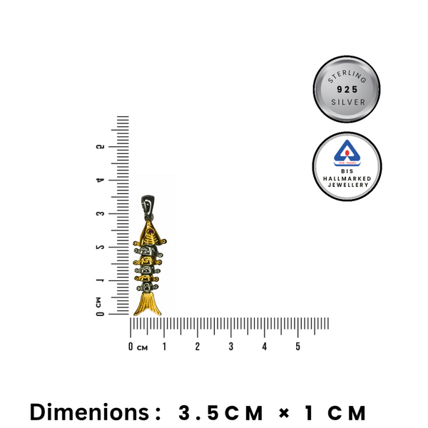 92.5 Silver Fish Pendant with Gold Polish