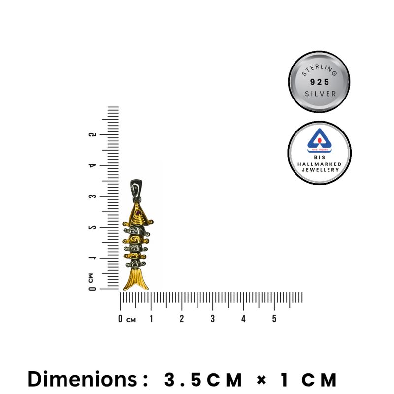 92.5 Silver Fish Pendant with Gold Polish