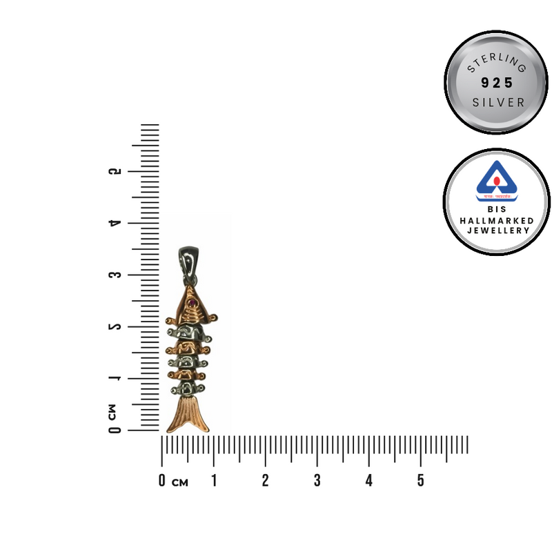 925 Silver Rose Gold Fish Pendant