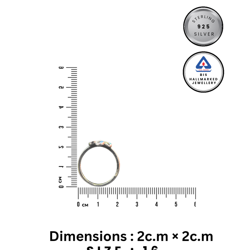 92.5 Sterling Silver Blue Opal Inlay Flower Ring