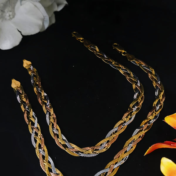 92.5 Sterling Silver Tri-Color Twisted Anklet