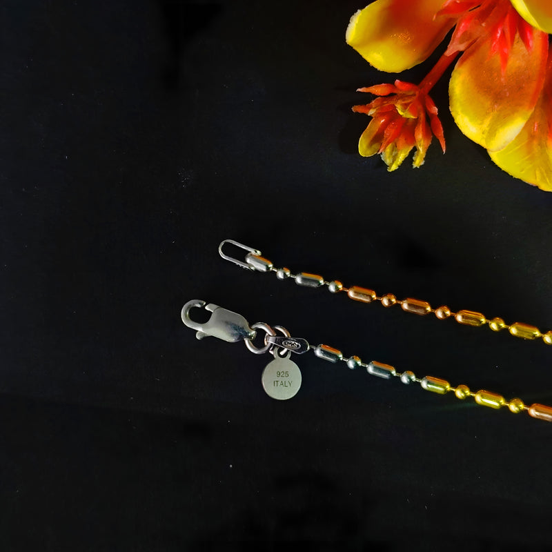 92.5 Tri-Tone Beaded Anklet for Women