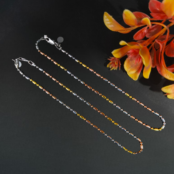92.5 Tri-Tone Beaded Anklet for Women