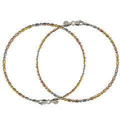 92.5 Tri-Tone Beaded Anklet for Women
