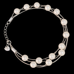 92.5 Sterling Silver Triple Line Pearl Bracele