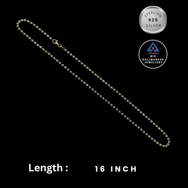 92.5 Sterling Silver Beaded Chain Necklace for Women