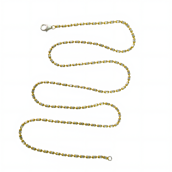92.5 Sterling Silver Dual-Tone Bead Station Chain