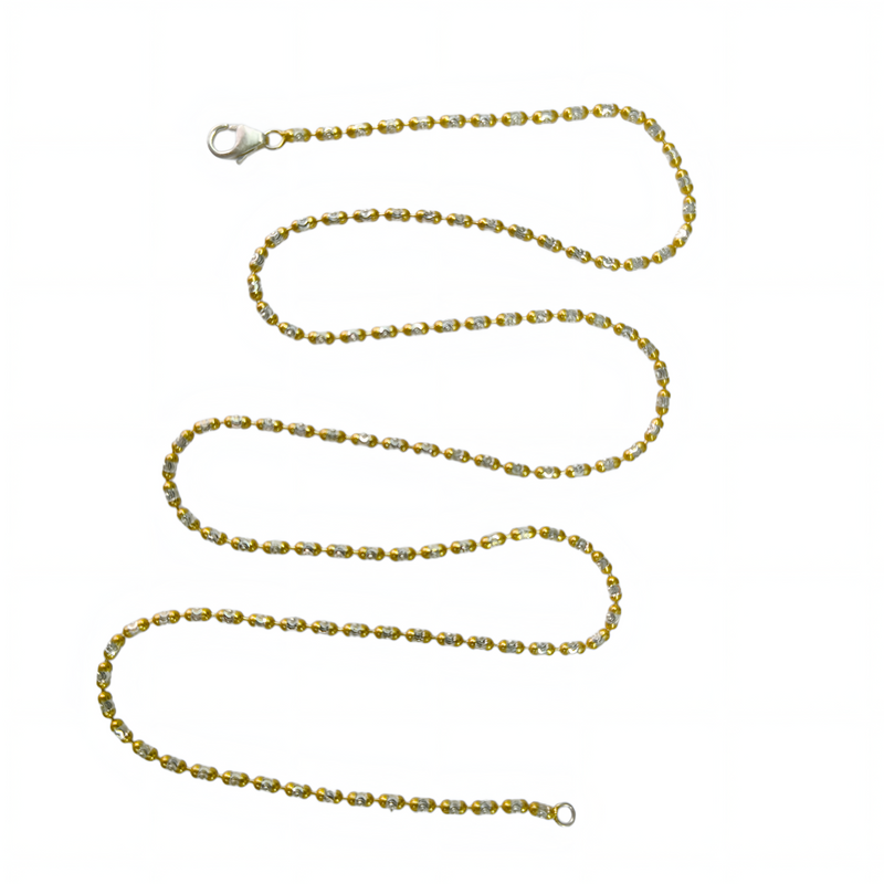92.5 Sterling Silver Dual-Tone Bead Station Chain