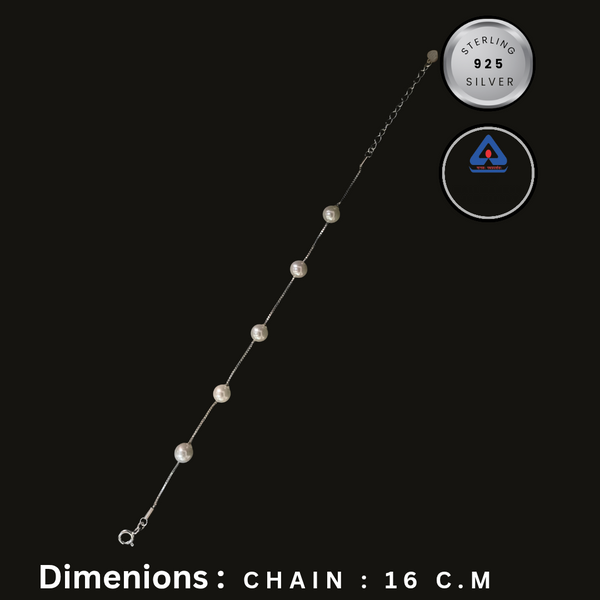 92.5 Silver Pearl Bracelet