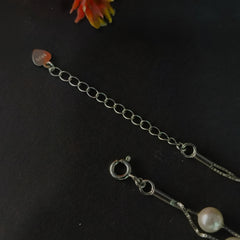 92.5 Sterling Silver Double Line Pearl Bracelet