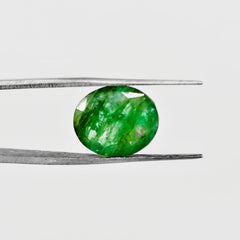 Natural Green Emerald Oval-Cut Loose Gemstone