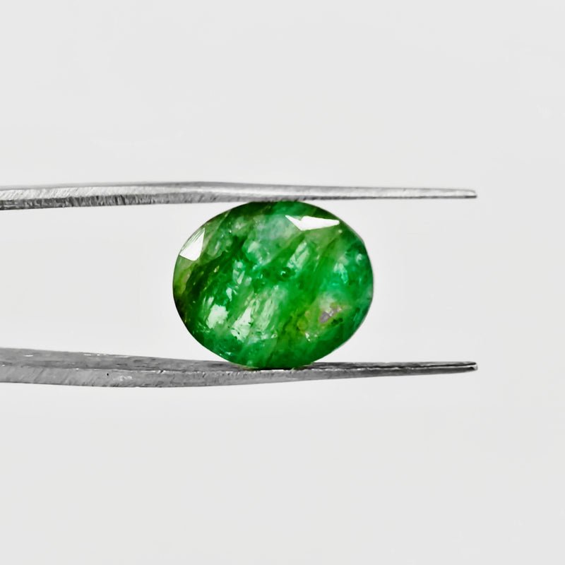 Natural Green Emerald Oval-Cut Loose Gemstone