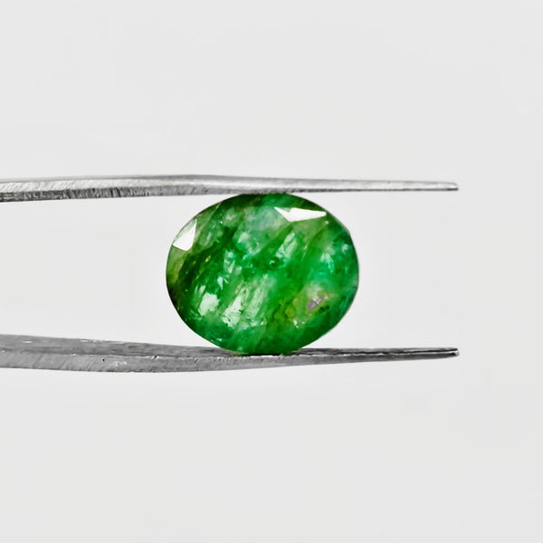 Natural Green Emerald Oval-Cut Loose Gemstone