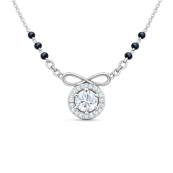Silver Infinity &  Solitaire Mangalsutra Necklace