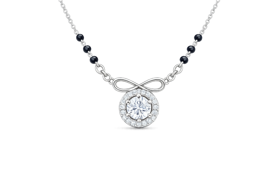 Silver Infinity &  Solitaire Mangalsutra Necklace