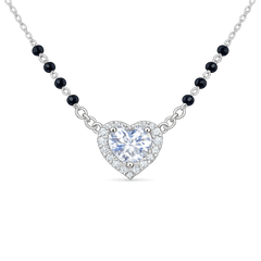 Silver Valentine Solitaire heart Mangalsutra
