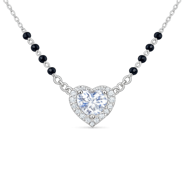 Silver Valentine Solitaire heart Mangalsutra