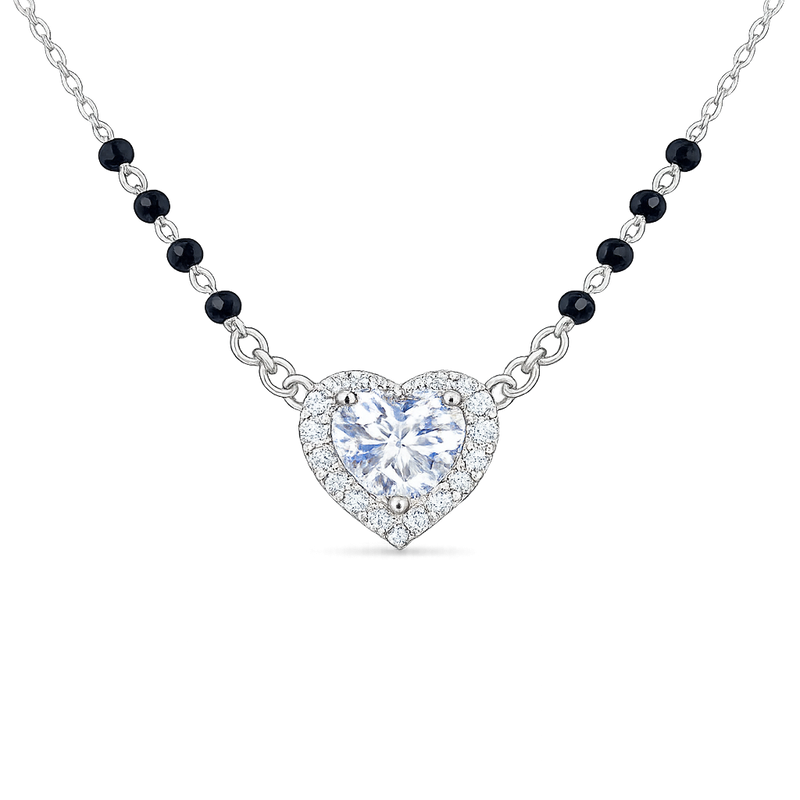Silver Valentine Solitaire heart Mangalsutra