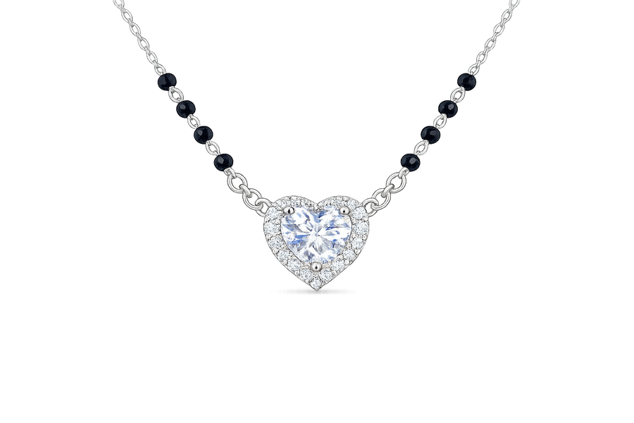 Silver Valentine Solitaire heart Mangalsutra
