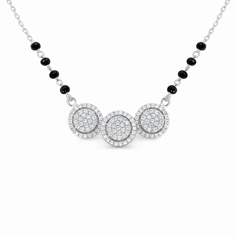 SilverTriple shine Solitaire Mangalsutra