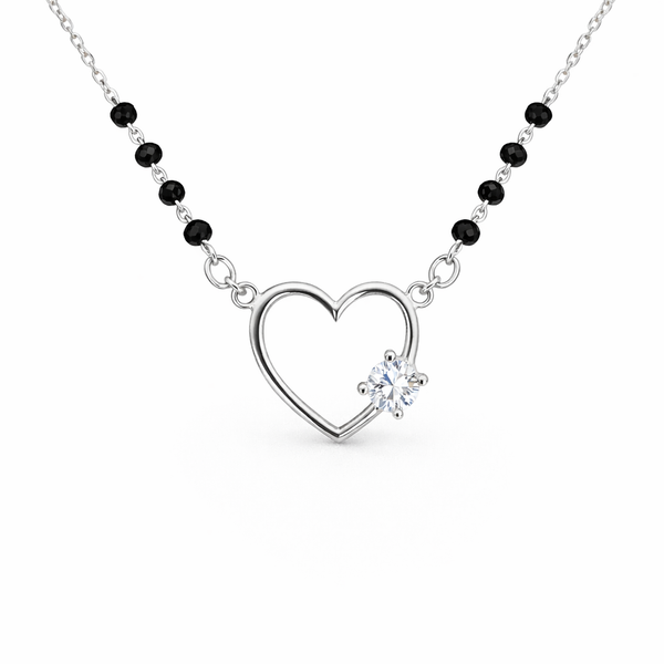 Silver Heartlite Mangalsutra