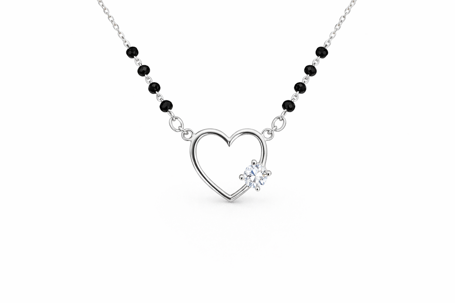 Silver Heartlite Mangalsutra