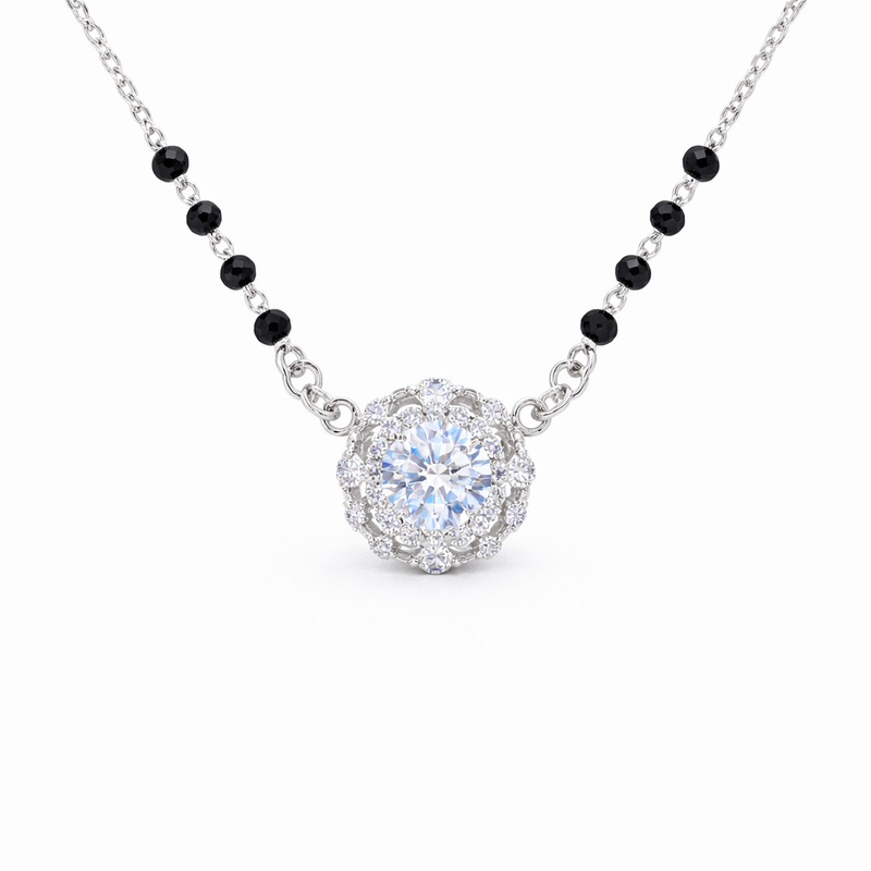 Silver Leaflite Single Solitaire Mangalsutra