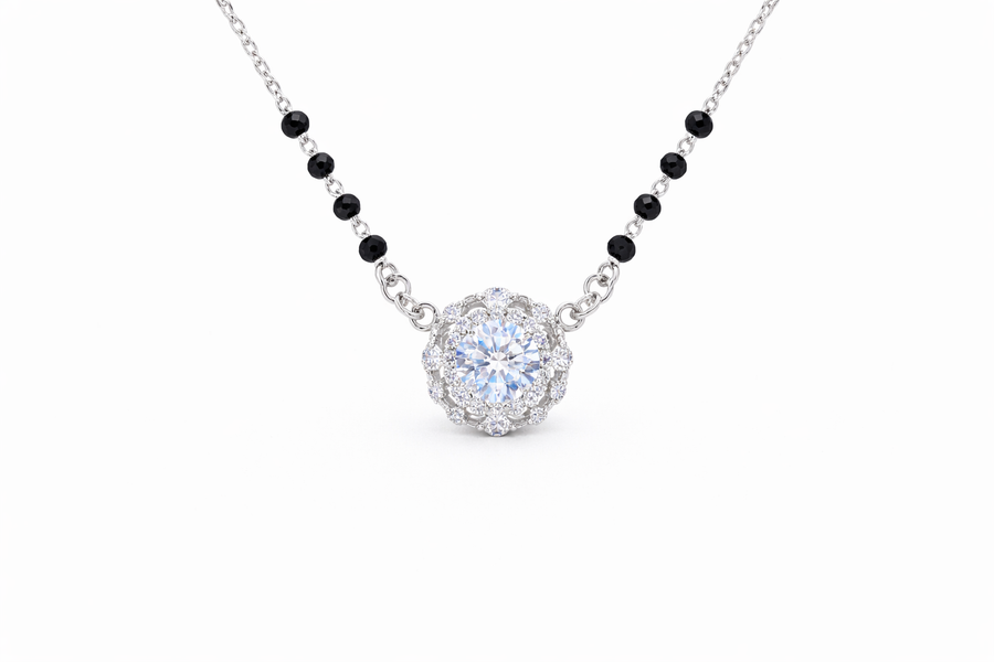 Silver Leaflite Single Solitaire Mangalsutra