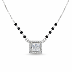 Silver solitaire square  Mangalsutra