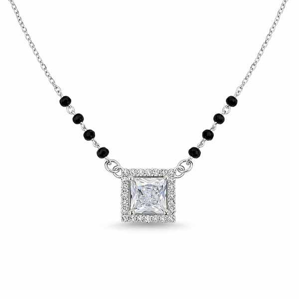 Silver solitaire square  Mangalsutra