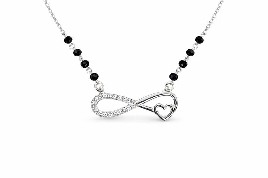 Silver Infinity and heart   Mangalsutra