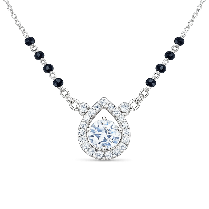 Silver solitaire water drop Mangalsutra