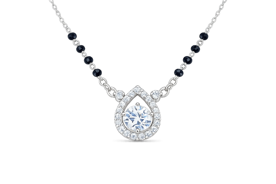 Silver solitaire water drop Mangalsutra