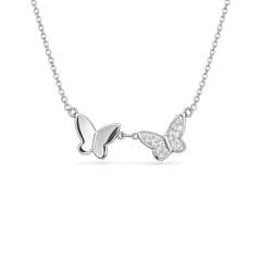 Silver Gemina Butterflies Chain Pendant Necklace