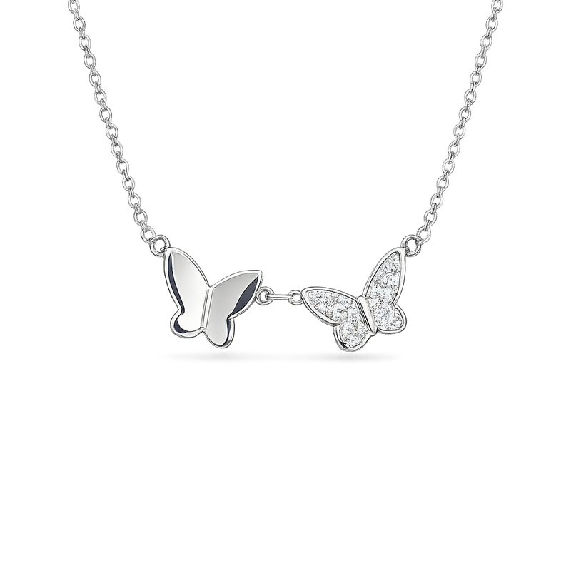 Silver Gemina Butterflies Chain Pendant Necklace