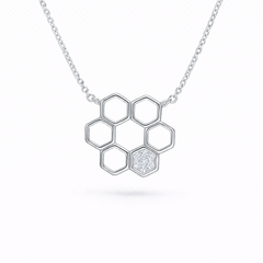 Silver Elegant Hexagon CZ Chain Pendant