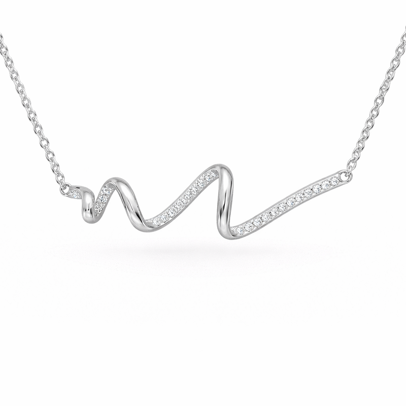 Silver Twisted CZ Chain Pendant Necklace