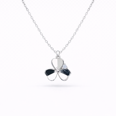 Silver Triple Heart Flower Chain Pendant Necklace