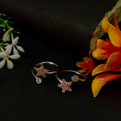 92.5 Sterling Silver Celestial Star & Solitaire Toe Rings