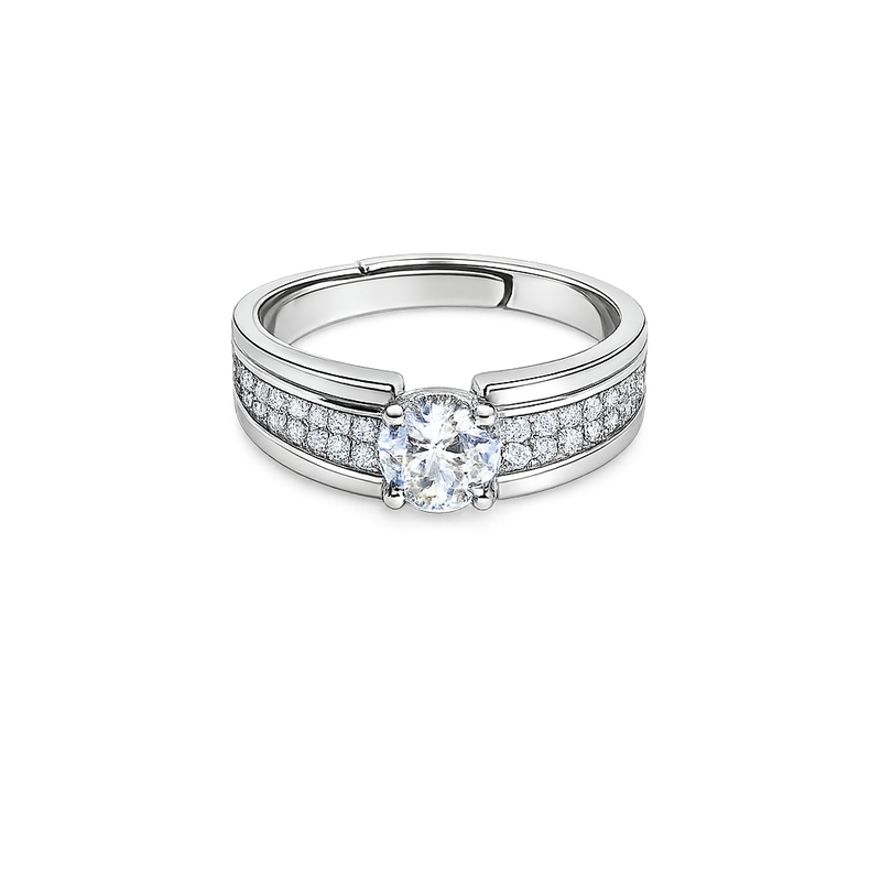 Sterling Silver Elegant  Solitaire Ring